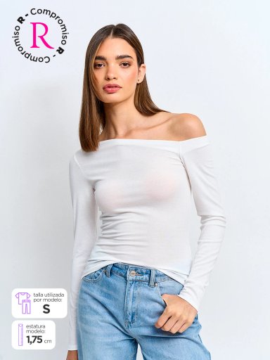 POLERA MUJER INDEX ALGODÓN MANGA LARGA ASIMÉTRICO - 1