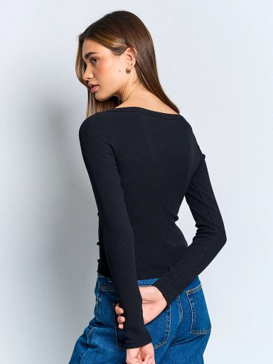 POLERA MUJER INDEX ALGODÓN MANGA LARGA BÁSICA - 2