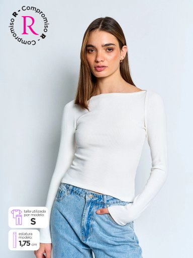 POLERA MUJER INDEX ALGODÓN MANGA LARGA BÁSICA - 1