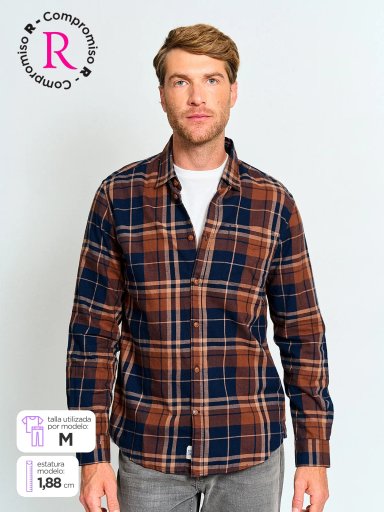 CAMISA HOMBRE REGATTA ALGODÓN MANGA LARGA FRANELA - 1