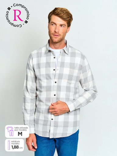 CAMISA HOMBRE REGATTA ALGODÓN MANGA LARGA FRANELA - 1