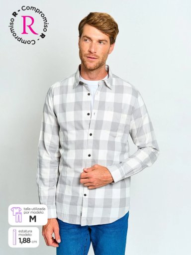 CAMISA HOMBRE REGATTA ALGODÓN MANGA LARGA FRANELA - 1