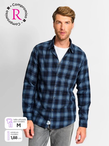 CAMISA HOMBRE REGATTA ALGODÓN MANGA LARGA FRANELA - 1