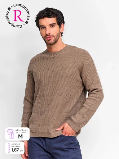 SWEATER HOMBRE INDEX ALGODÓN CUELLO REDONDO - 1