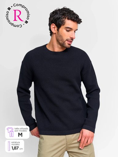 SWEATER HOMBRE INDEX ALGODÓN CUELLO REDONDO - 1