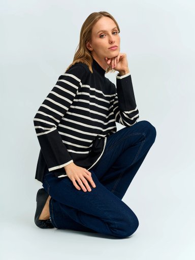 SWEATER MUJER AZIZ CUELLO MOCK RAYADO - 4