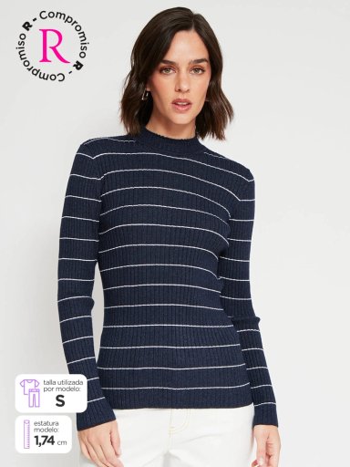 SWEATER MUJER REGATTA CUELLO MOCK MANGA LARGA RAYADO - 1