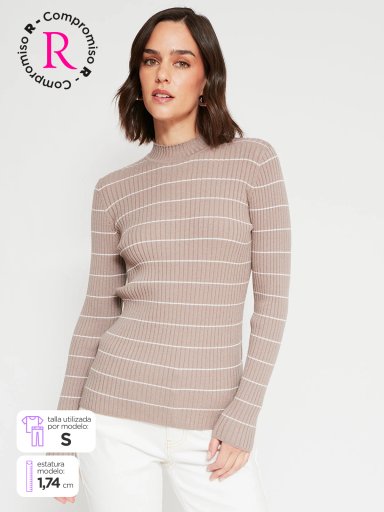 SWEATER MUJER REGATTA CUELLO MOCK MANGA LARGA RAYADO - 1