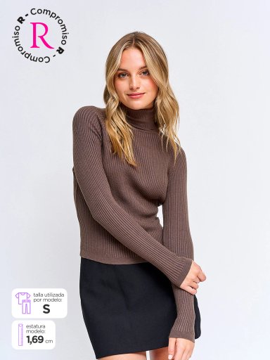 SWEATER MUJER INDEX MANGA LARGA TEJIDO BÁSICO - 1