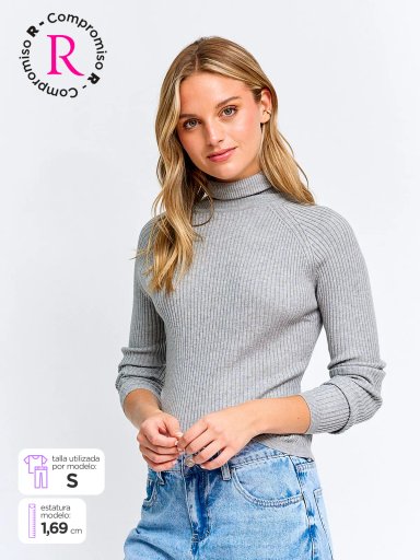 SWEATER MUJER INDEX MANGA LARGA TEJIDO BÁSICO - 1