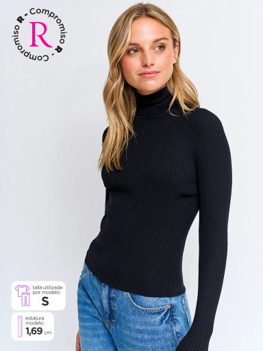 SWEATER MUJER INDEX MANGA LARGA TEJIDO BÁSICO - 1