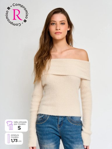 SWEATER MUJER INDEX MANGA LARGA BARDOT - 1