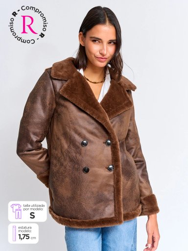 CHAQUETA MUJER TATIENNE LARGA TIPO SUEDE PELUDA - 1