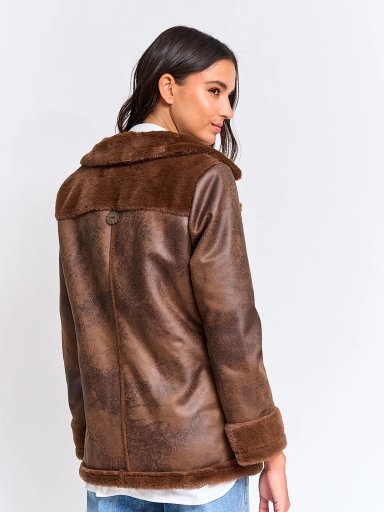 CHAQUETA MUJER TATIENNE LARGA TIPO SUEDE PELUDA - 2