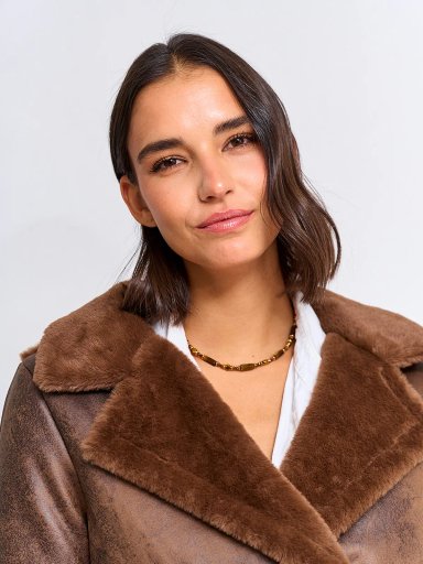 CHAQUETA MUJER TATIENNE LARGA TIPO SUEDE PELUDA - 3