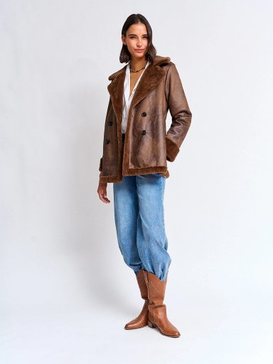 CHAQUETA MUJER TATIENNE LARGA TIPO SUEDE PELUDA - 4