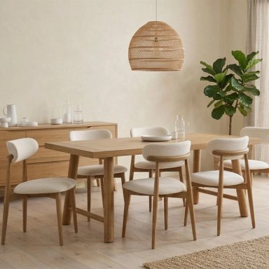 JUEGO DE COMEDOR MAISON LINETT JULIETTE 6 SILLAS BEIGE - 1