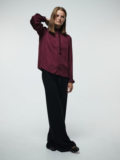 BLUSA MUJER SFERA MANGA LARGA VOLANTES - 1