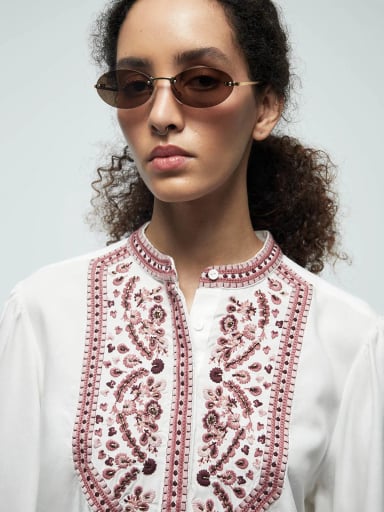 BLUSA MUJER SFERA MANGA LARGA BORDADO - 4