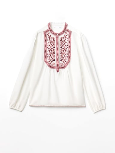 BLUSA MUJER SFERA MANGA LARGA BORDADO - 5