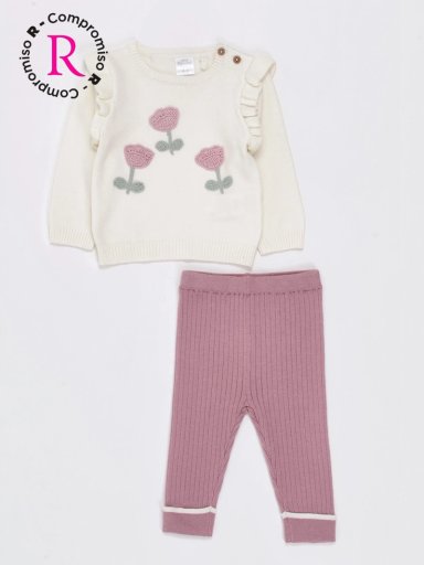 CONJUNTO NIÑA BABY HARVEST SWEATER Y CALZA TEJIDA - 1