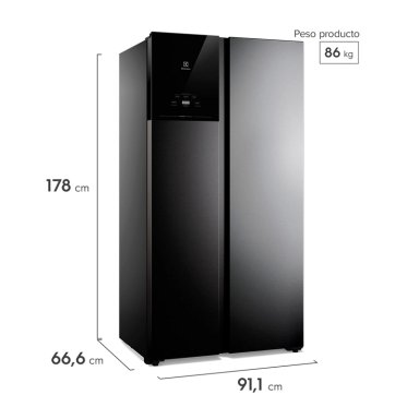 REFRIGERADOR SIDE BY SIDE ELECTROLUX ES50B 530 L NO FROST NEGRO - 3