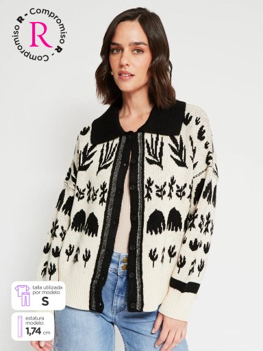 CARDIGAN MUJER TATIENNE ALGODÓN CUELLO CAMISERO - 1