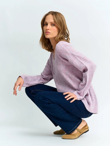 SWEATER MUJER AZIZ CUELLO EN V LISO - 4