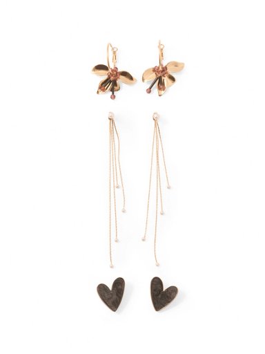 SET X3 AROS MUJER SFERA CORAZÓN PERLAS - 1