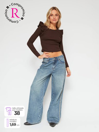 JEANS MUJER INDEX ALGODÓN FLARE CORTE BASTA - 1