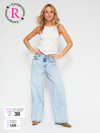 JEANS MUJER INDEX ALGODÓN FLARE CORTE BASTA - 1