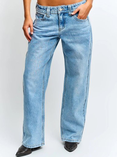 JEANS MUJER INDEX ALGODÓN WIDE LEG TIRO BAJO - 2