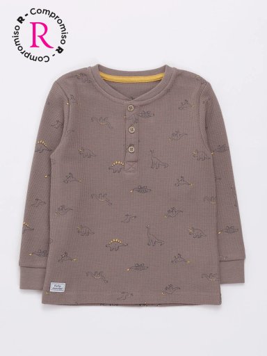 POLERA NIÑO BABY HARVEST TEXTURA WAFFLE BOTONS - 1