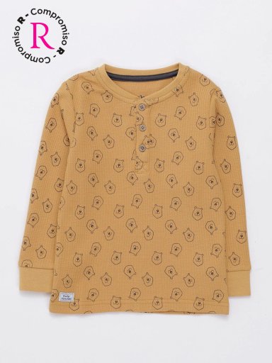 POLERA NIÑO BABY HARVEST TEXTURA WAFFLE BOTONS - 1