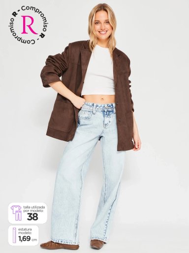 JEANS MUJER INDEX ALGODÓN WIDE LEG TIRO BAJO - 1