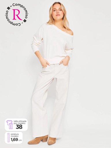 JEANS MUJER INDEX ALGODÓN WIDE LEG TIRO BAJO - 1
