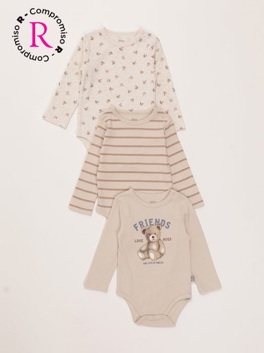 PACK X3 BODYS NIÑO BABY HARVEST ALGODÓN - 1