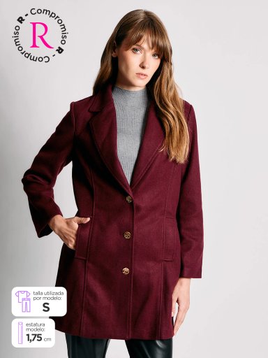 ABRIGO MUJER CACHAREL TIPO BLAZER LARGO BOTONES - 1