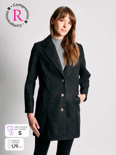 ABRIGO MUJER CACHAREL TIPO BLAZER LARGO BOTONES - 1