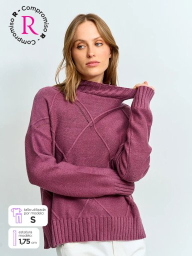 SWEATER MUJER REGATTA CUELLO MOCK MANGA LARGA TRENZA DIAGONAL - 1