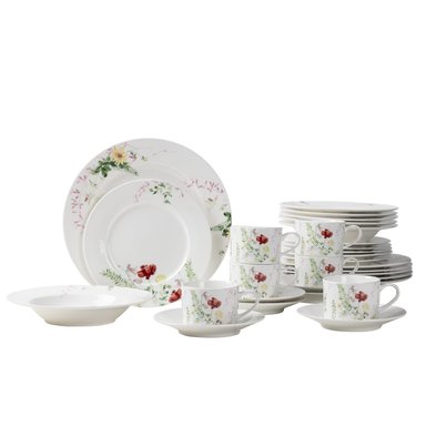JUEGO DE VAJILLA RIPLEY HOME FLOR 30 PZS ROJO - 1