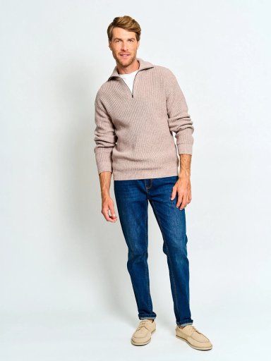 SWEATER HOMBRE CACHAREL ALGODÓN HALF ZIPPER TEXTURA - 4