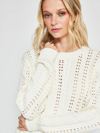 SWEATER MUJER PEPE JEANS ALGODÓN CUELLO REDONDO CALADO - 3