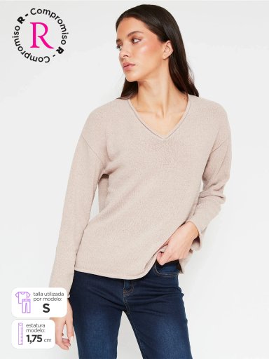 SWEATER MUJER AZIZ CUELLO EN V - 1