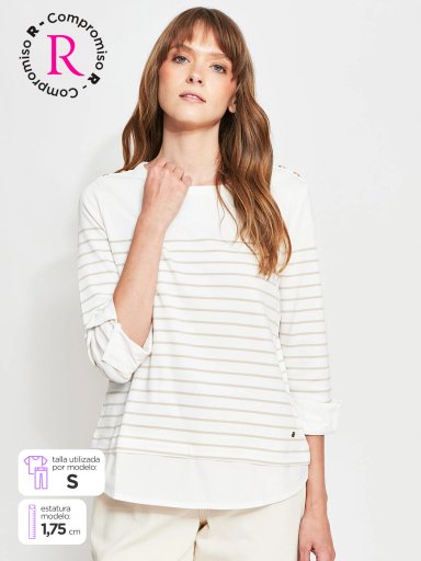 POLERA MUJER CACHAREL ALGODÓN MANGA LARGA - 1
