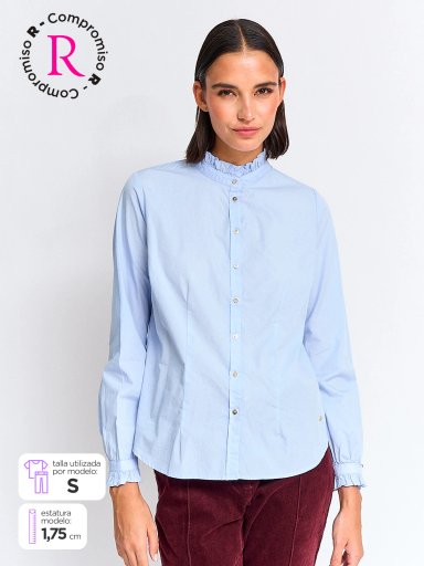 BLUSA MUJER CACHAREL ALGODÓN CUELLO ALTO MANGA LARGA - 1