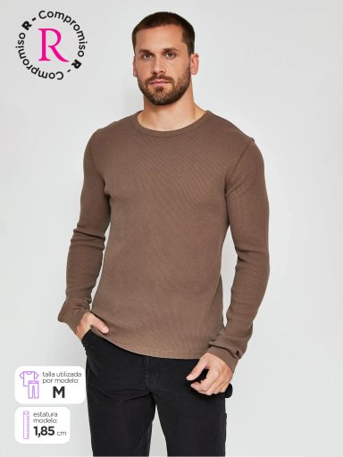 POLERA HOMBRE BARBADOS ALGODÓN MANGA LARGA LAVADA - 1