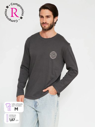 POLERA HOMBRE BARBADOS ALGODÓN MANGA LARGA LAVADA - 1