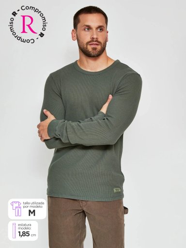 POLERA HOMBRE BARBADOS ALGODÓN MANGA LARGA LAVADA - 1