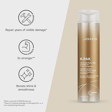 PACK JOICO K-PAK RECONSTRUCTING CHAMPÚ 300 ML + ACONDICIONADOR  250 ML  - 4